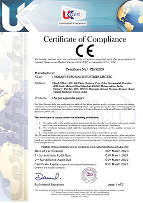 CE CERTIFICATE - HEMANT SURGICAL